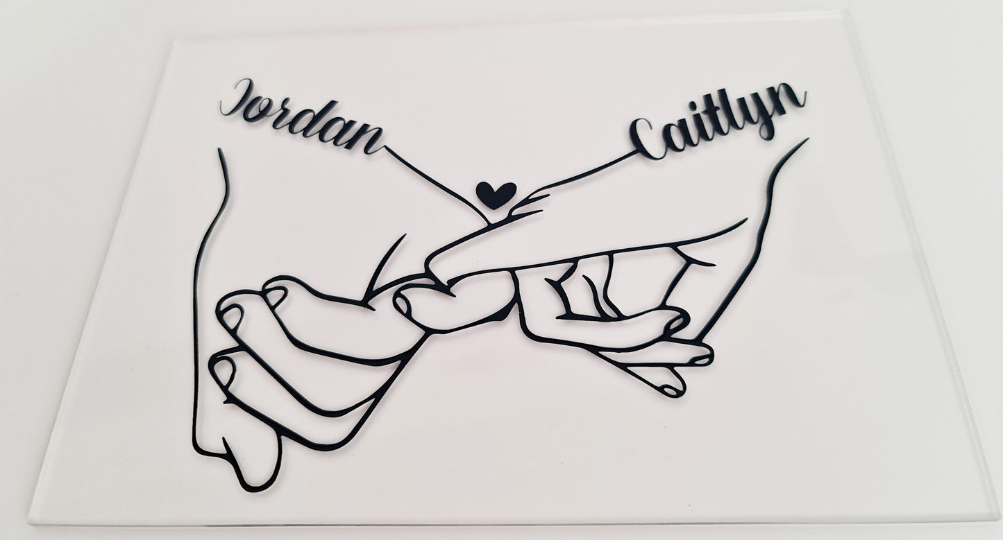 "Couple holding hands" plaque