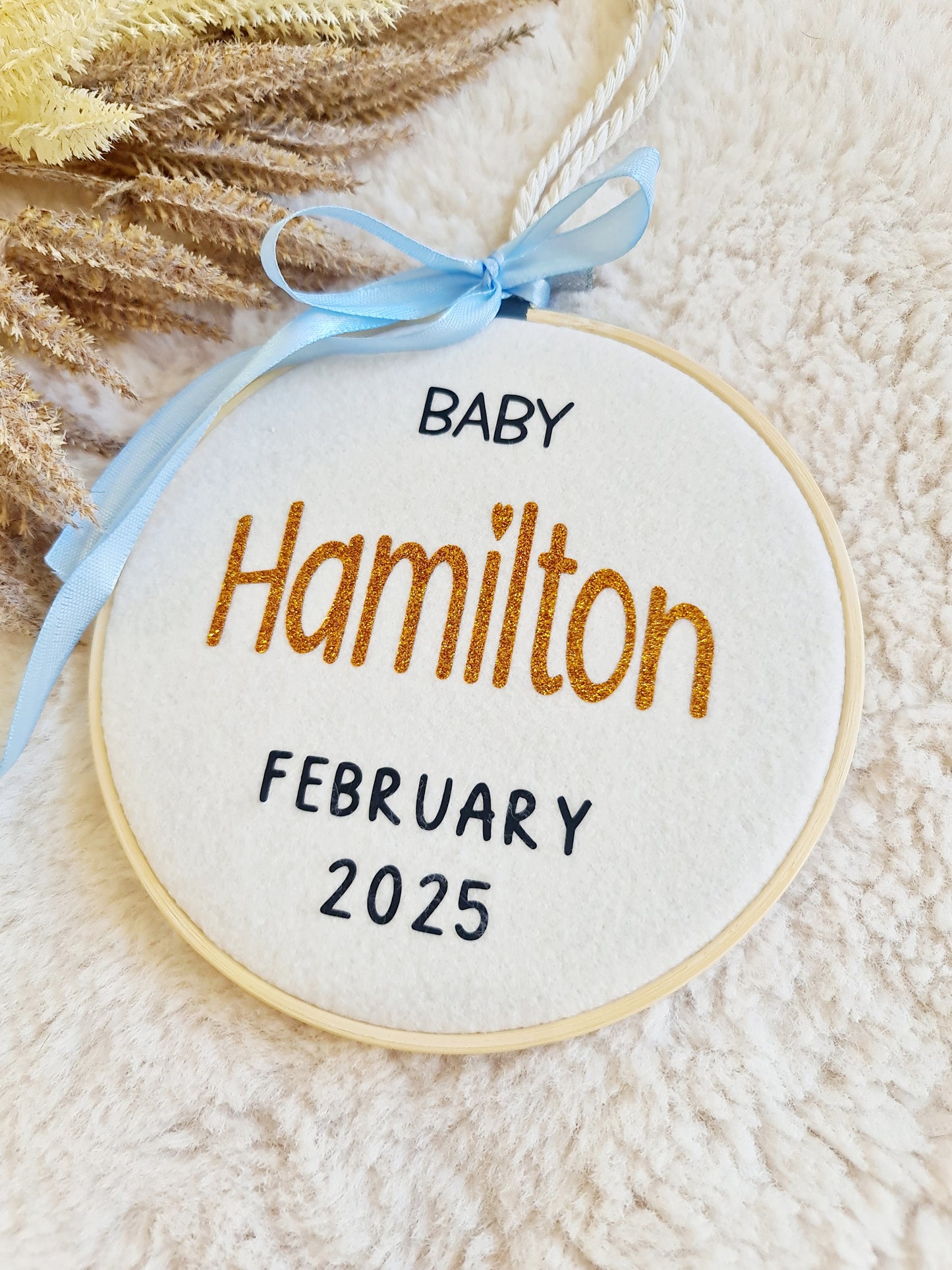 Baby announcement hoop Hamilton