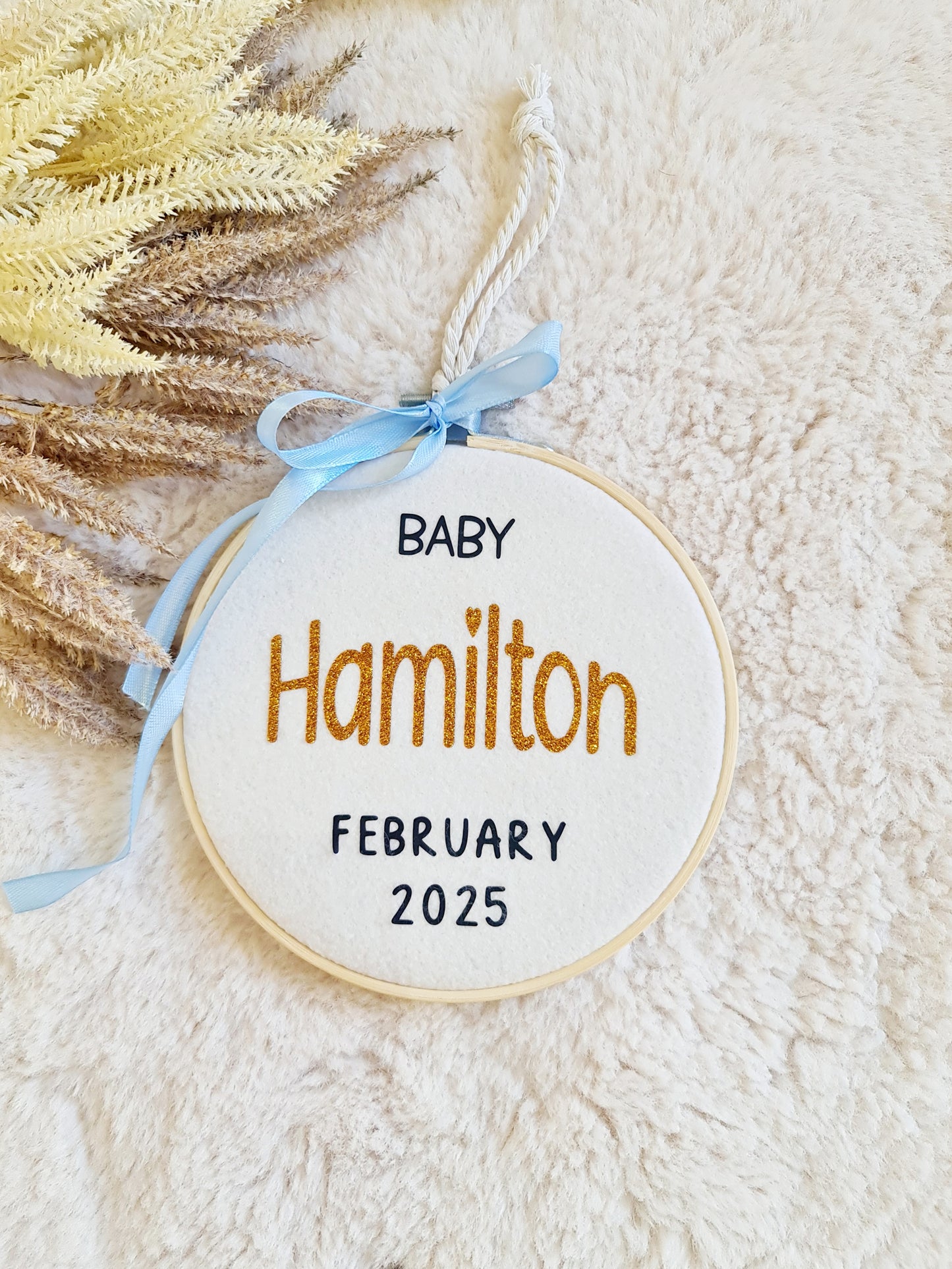 Baby announcement hoop Hamilton