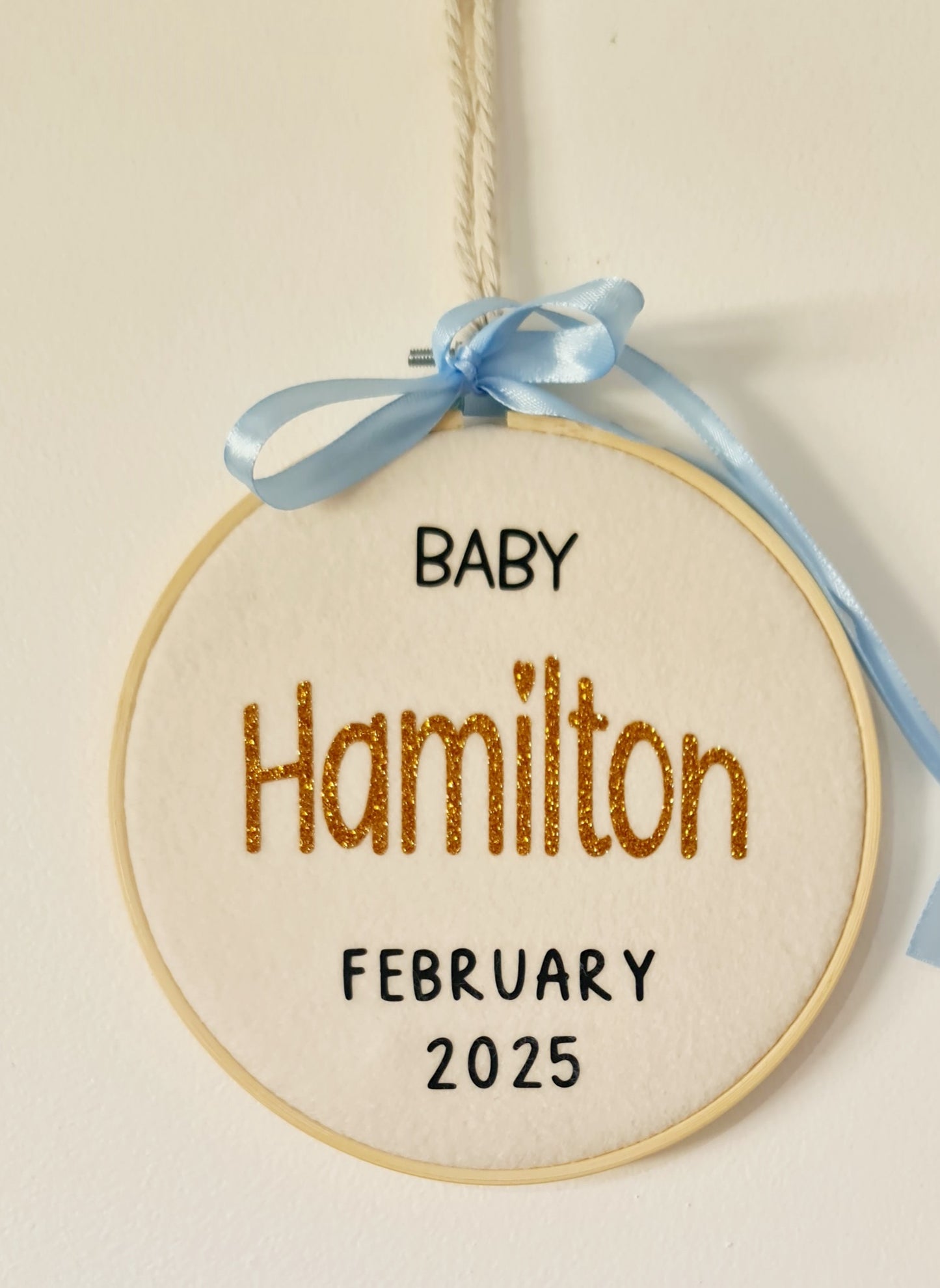 Baby announcement hoop Hamilton