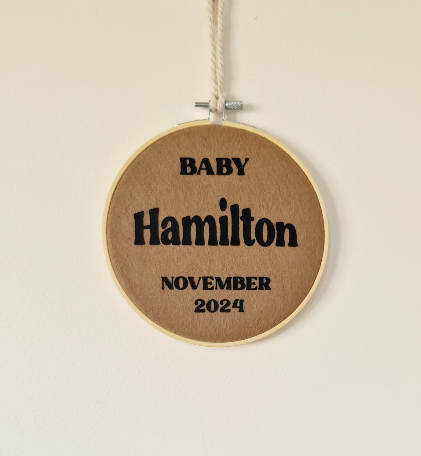 Baby announcement hoop "Hamilton"