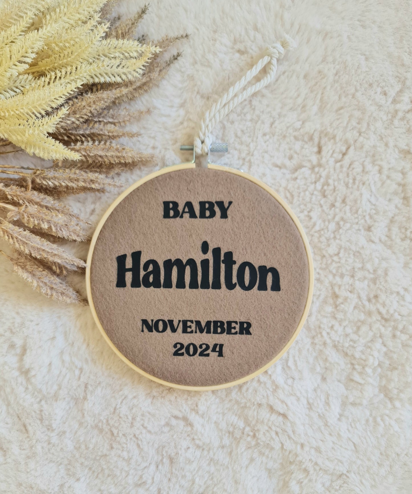 Baby announcement hoop "Hamilton"