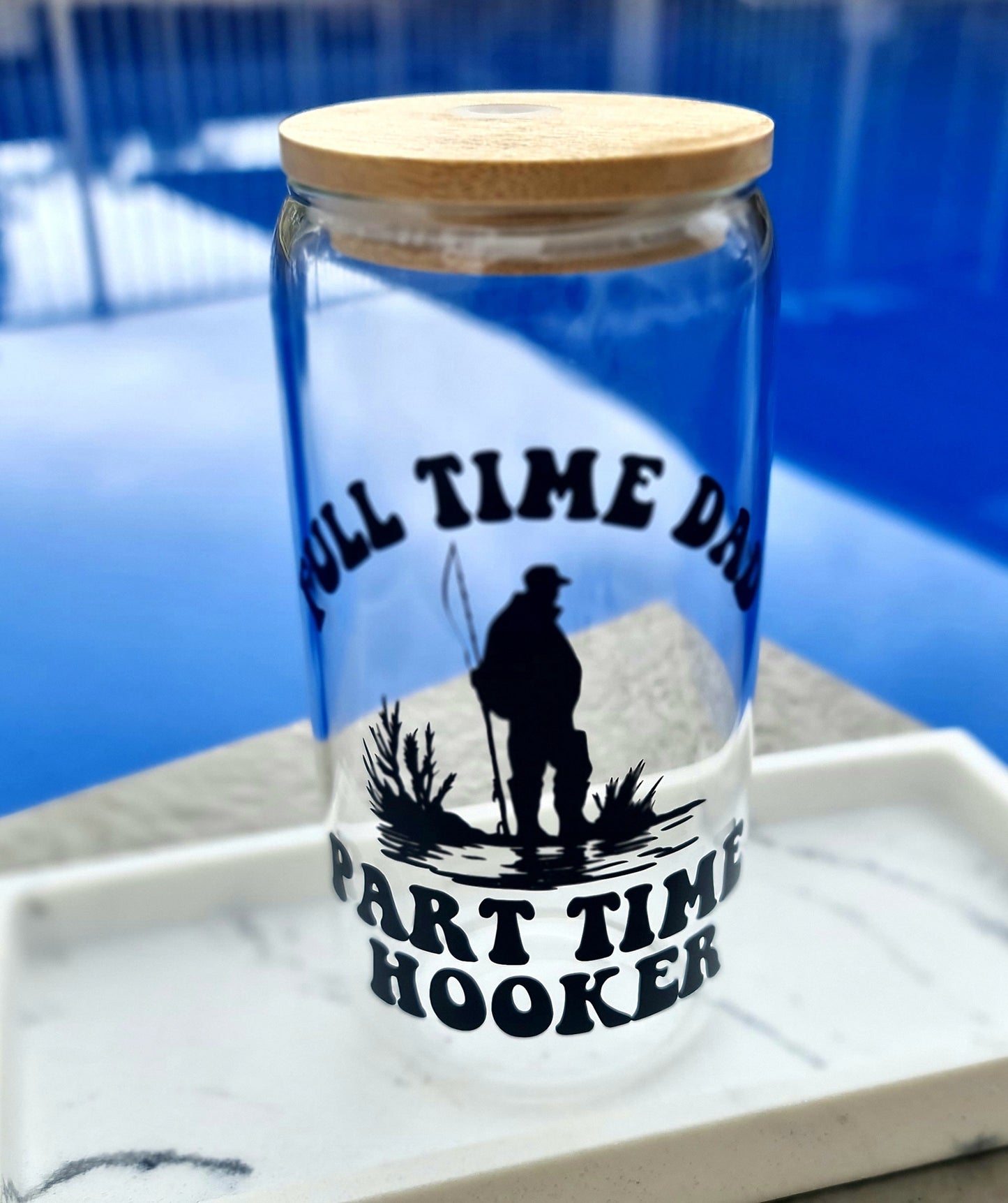 "Full time dad" glass tumbler 16 oz