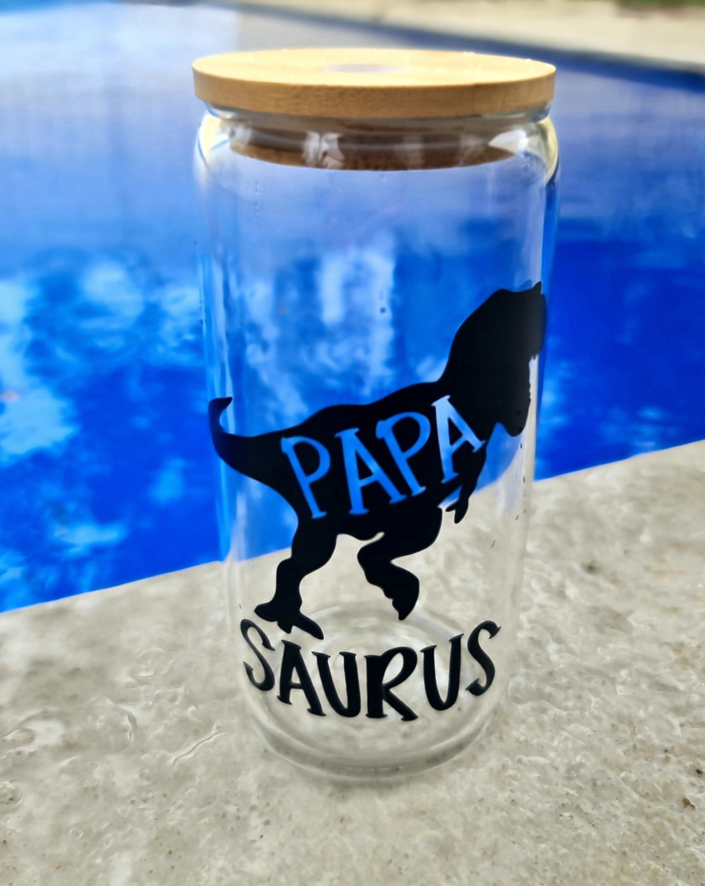 "Papa saurus" glass tumbler 16 oz