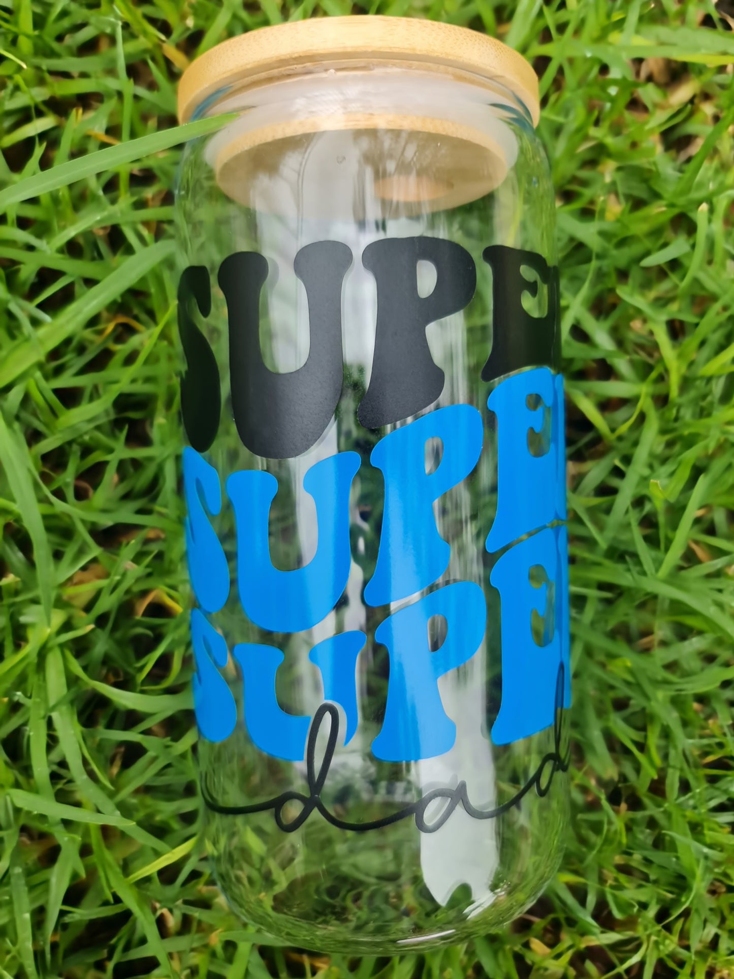 "Super dad" glass tumbler