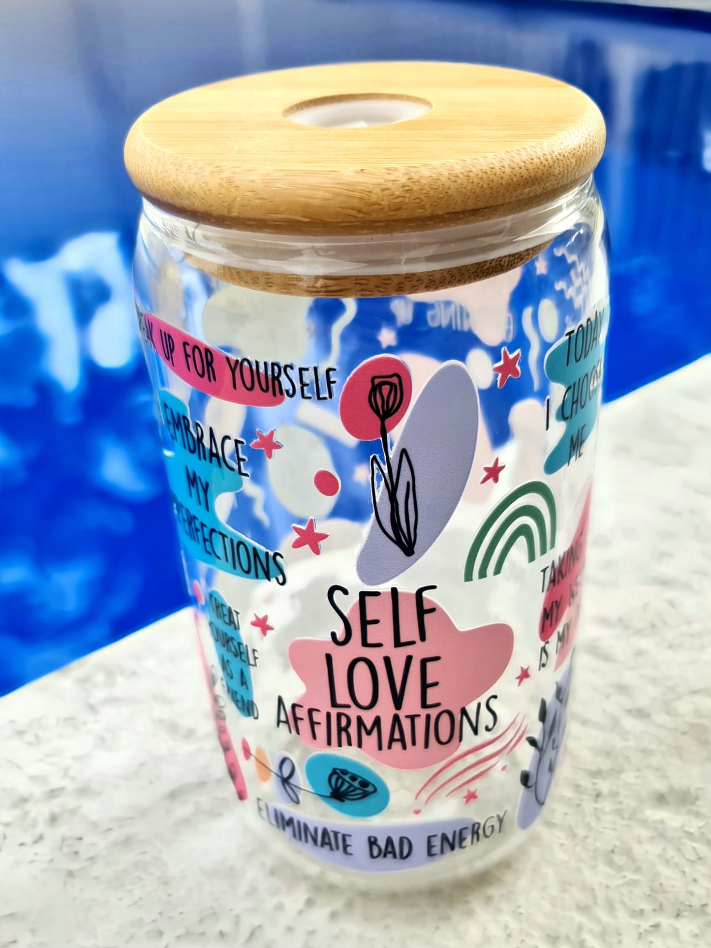 "Self love" glass cup