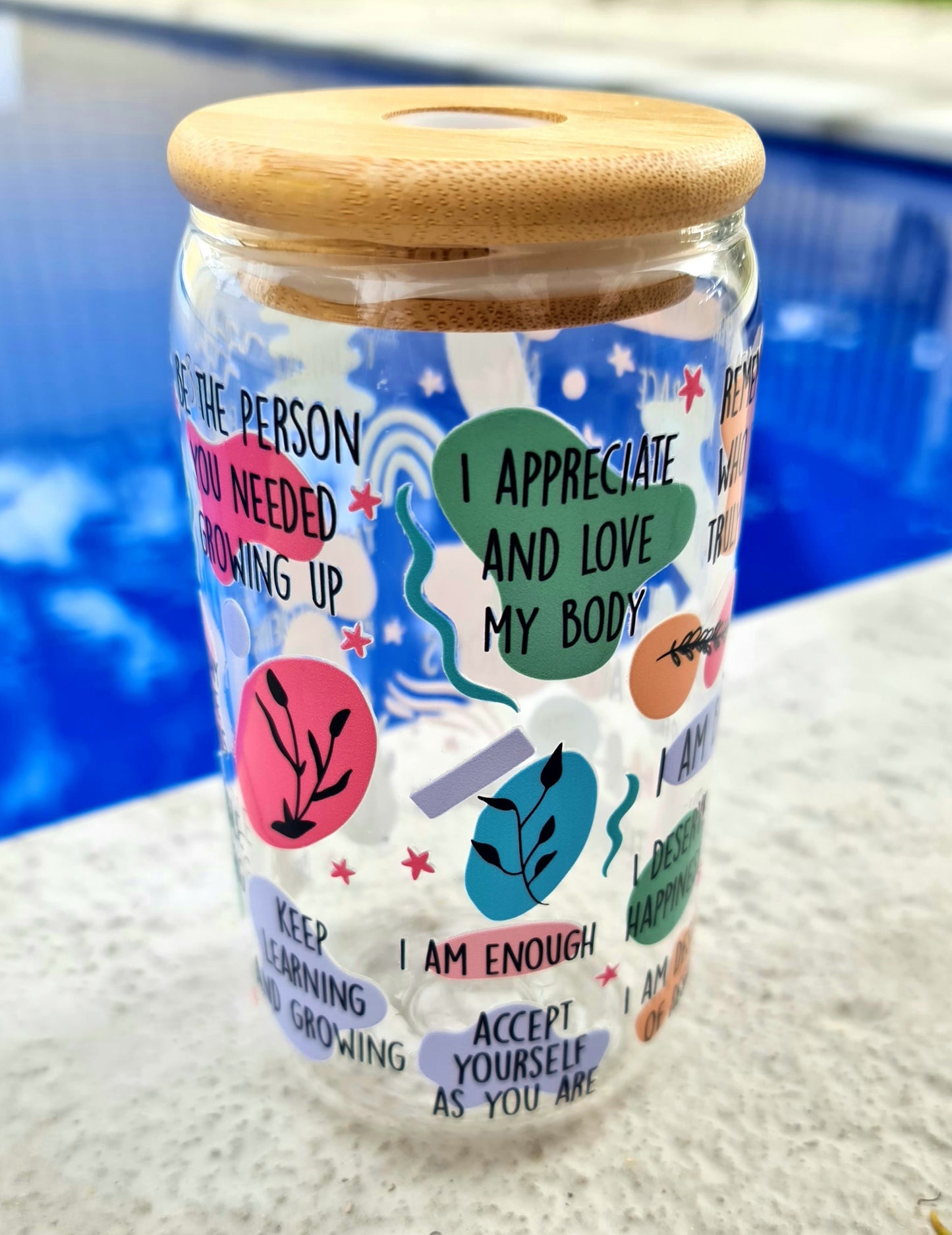 "Self love" glass cup
