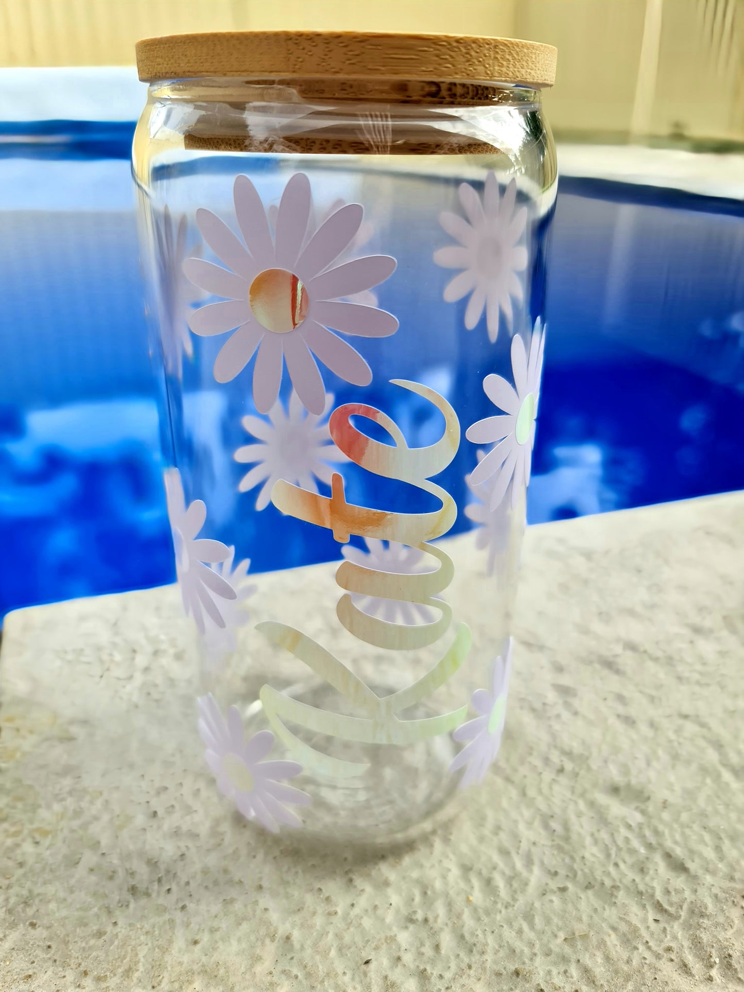 Personalised floral glass cup