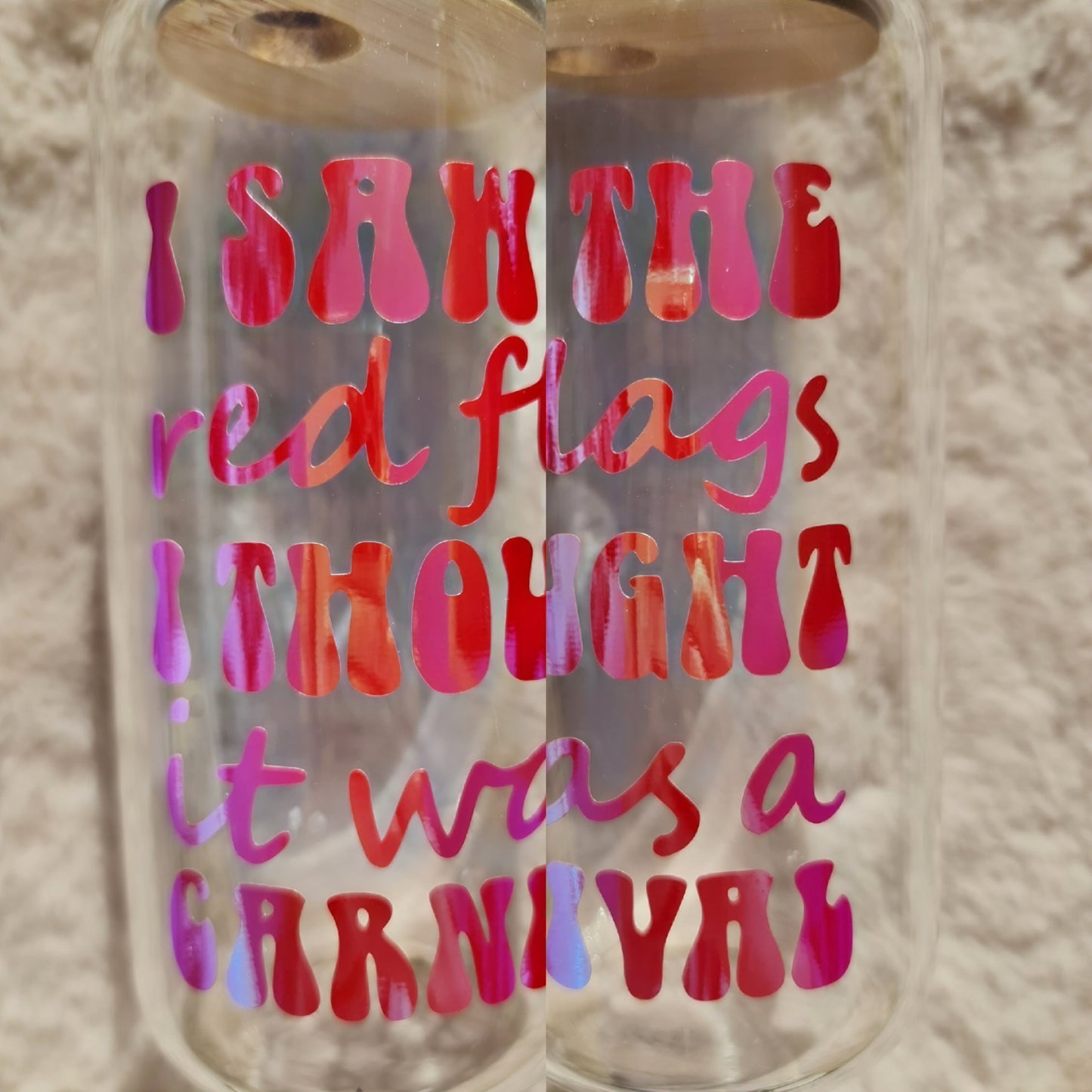 "Red flags" glass cup