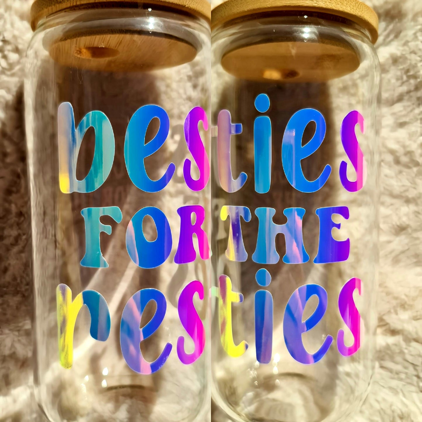 "Besties" glass cup