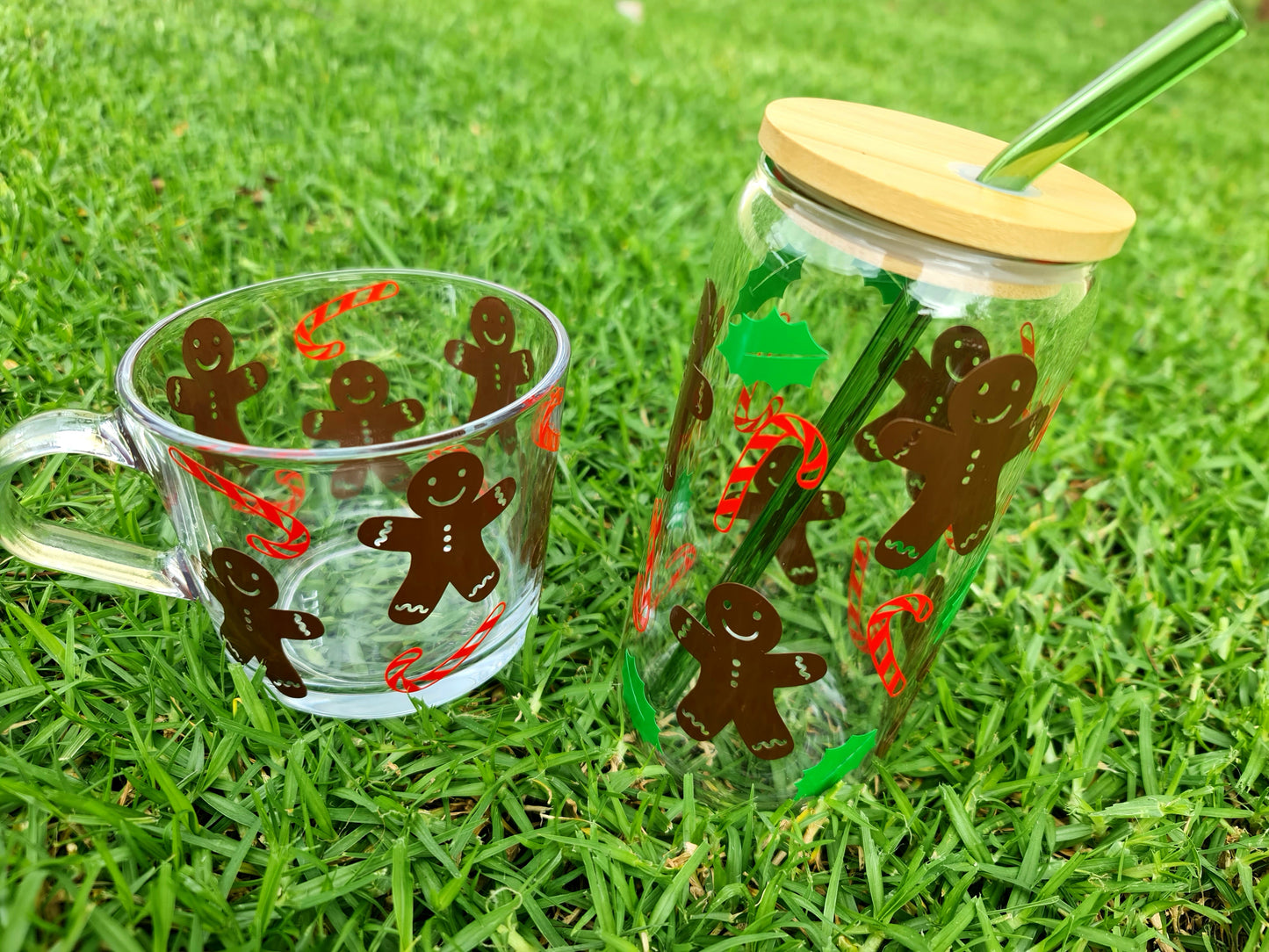 Gingerbread man glass cup