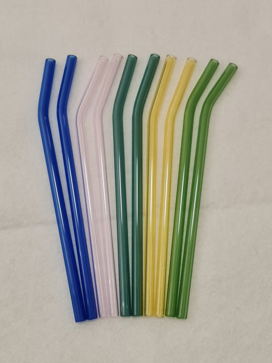 Coloured glass straw and brush set