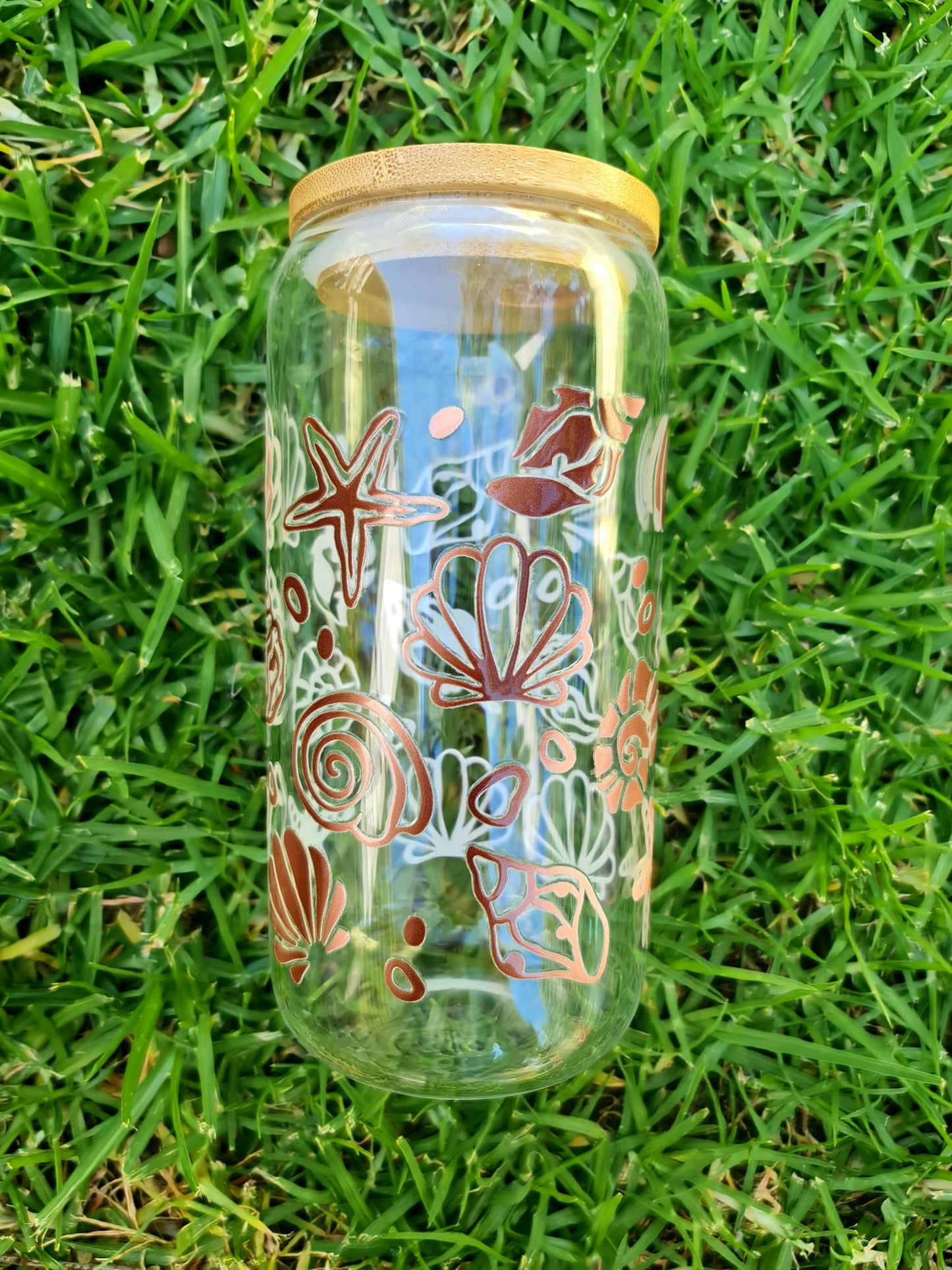 Seashells glass cup