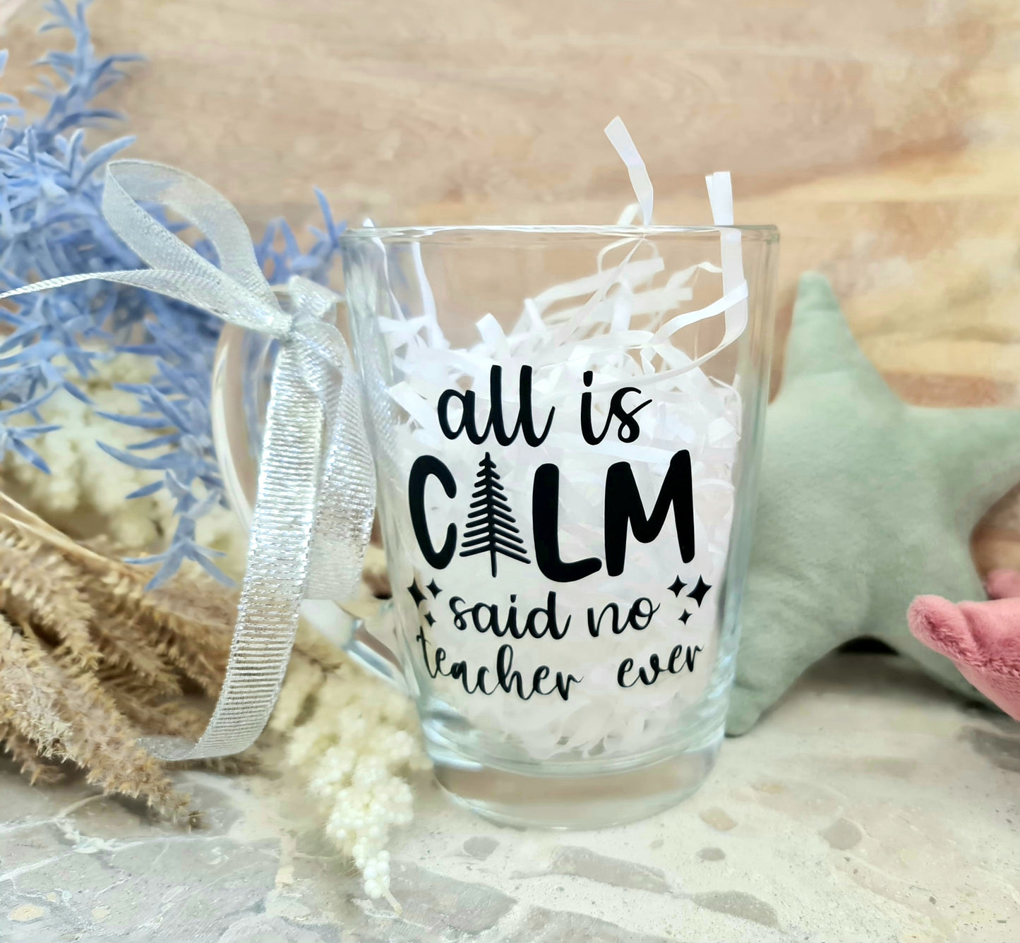 All is calm glass cup