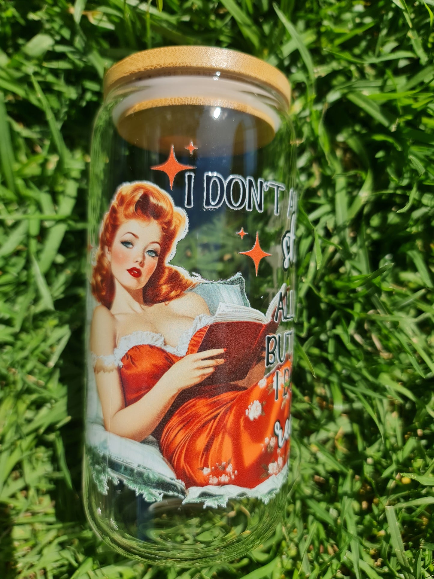 Red dress glass cup 16oz