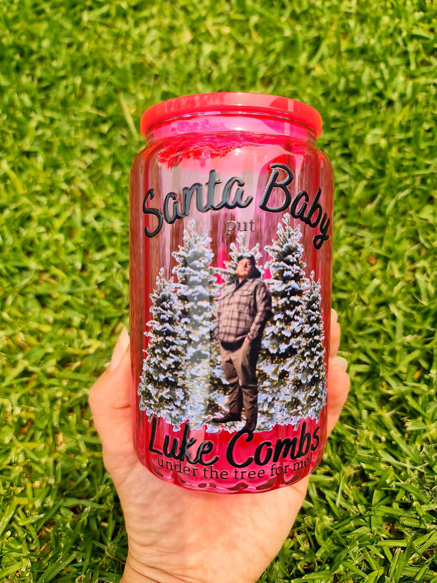 Santa baby glass cup