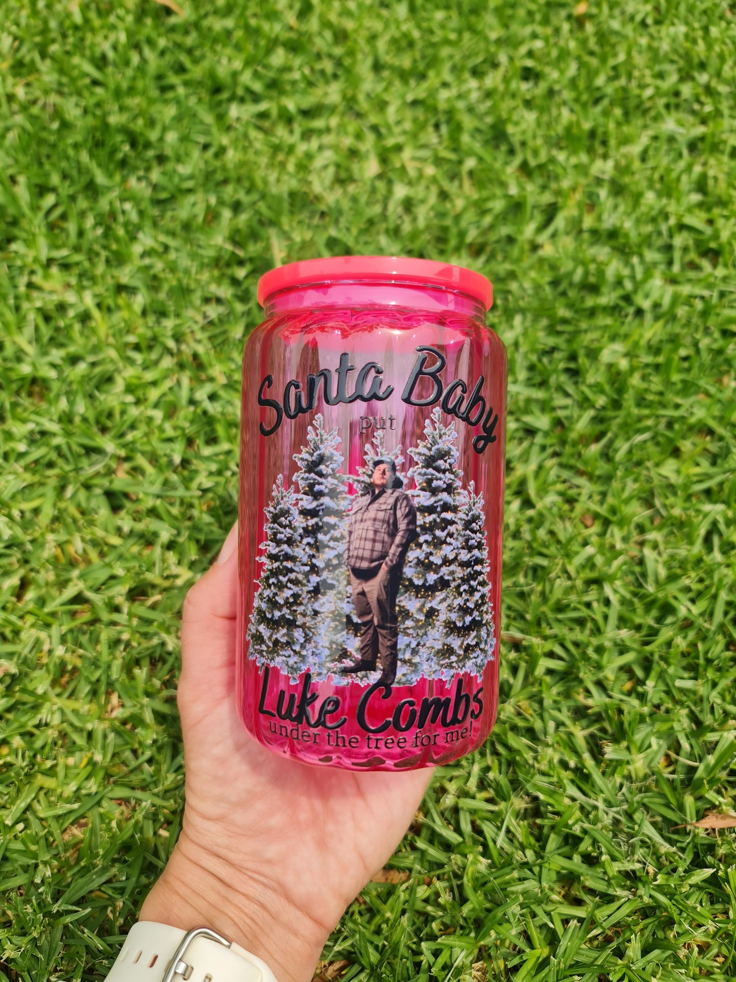 Santa baby glass cup