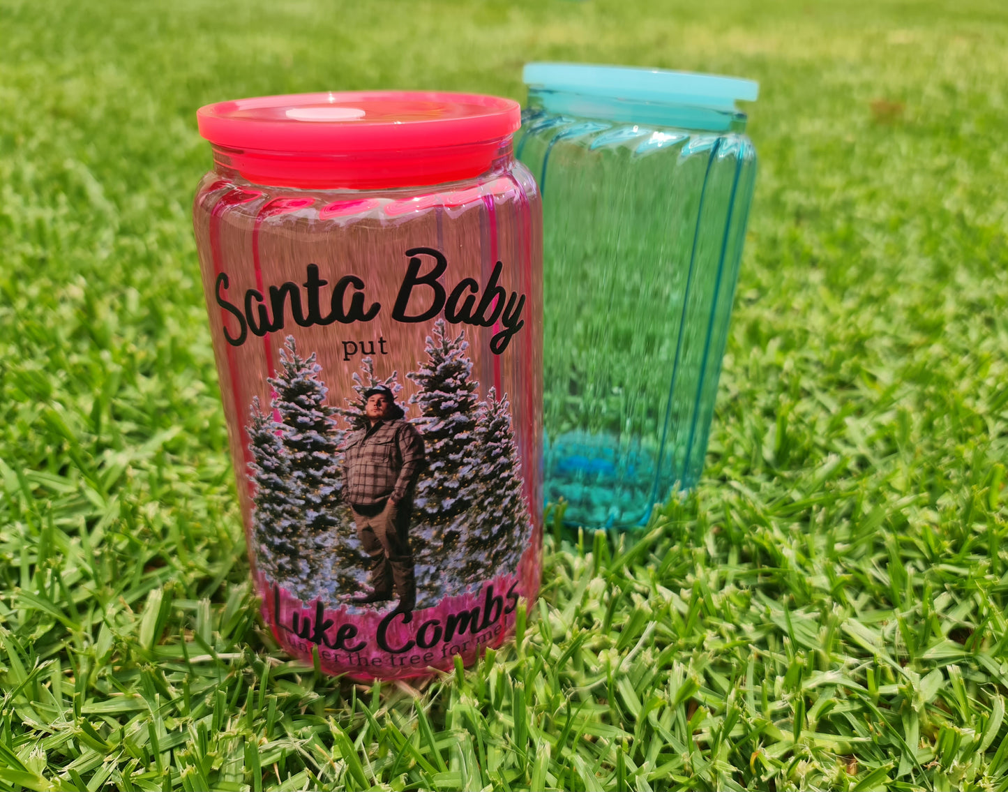 Santa baby glass cup
