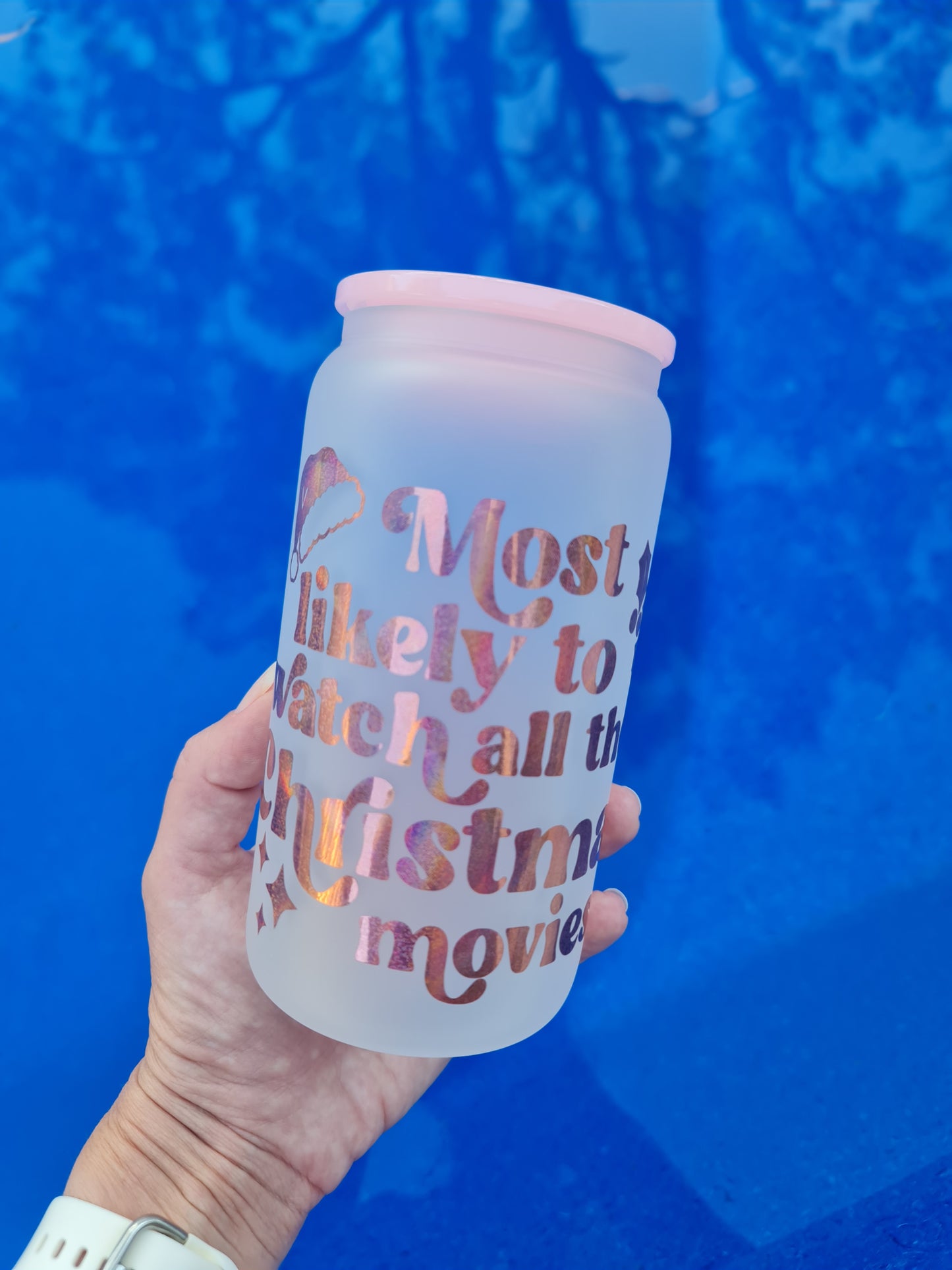 Christmas movies glass cup