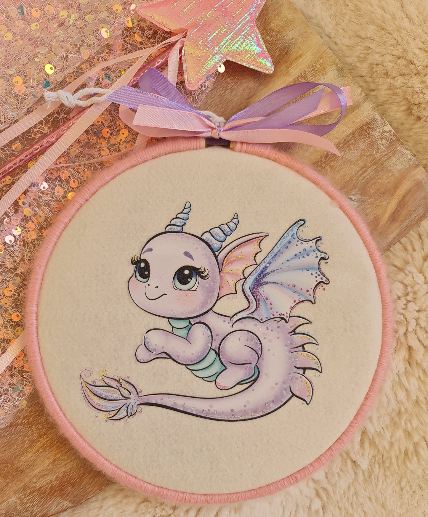 Fairy wall art, hanging keepsake hoop