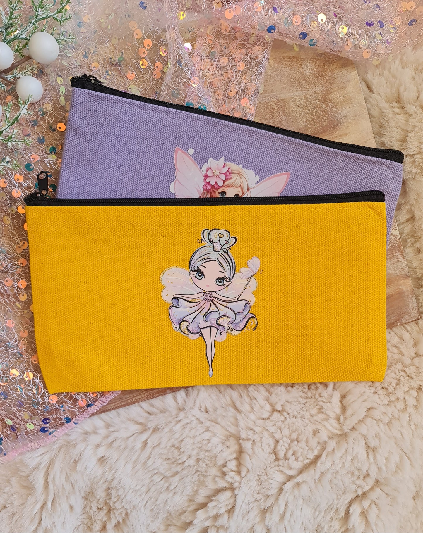 Yellow pencil case, cosmetic bag