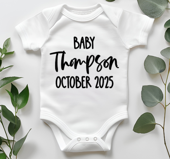Personalised baby announcement bodysuit