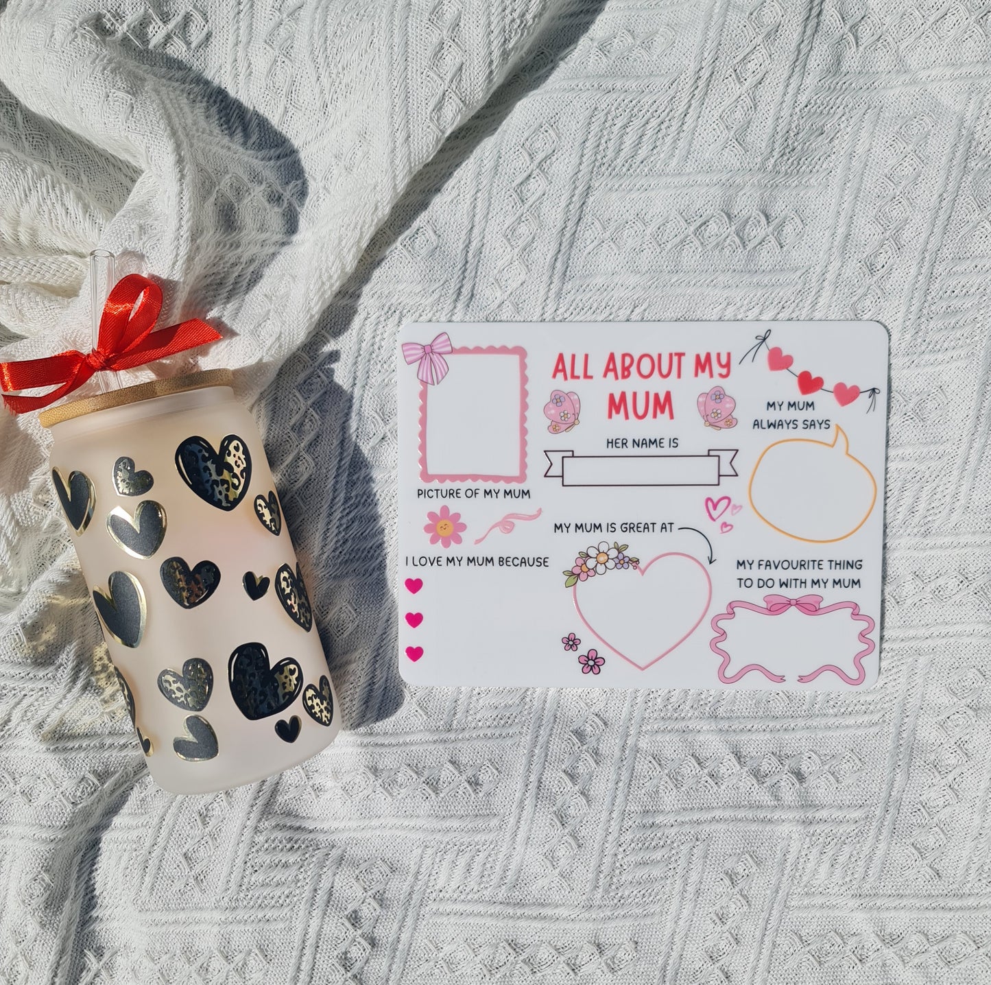 "All about my mum" reusable board for Mother's Day (customisable)