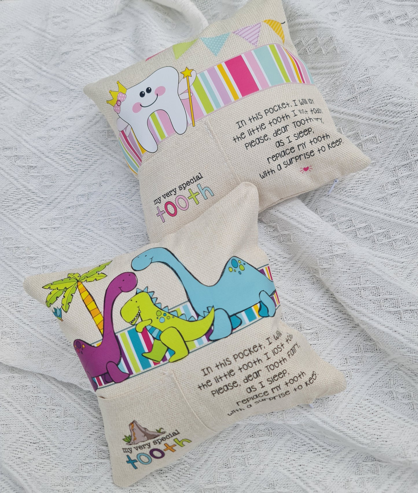 Dinosaur Tooth Fairy pillow