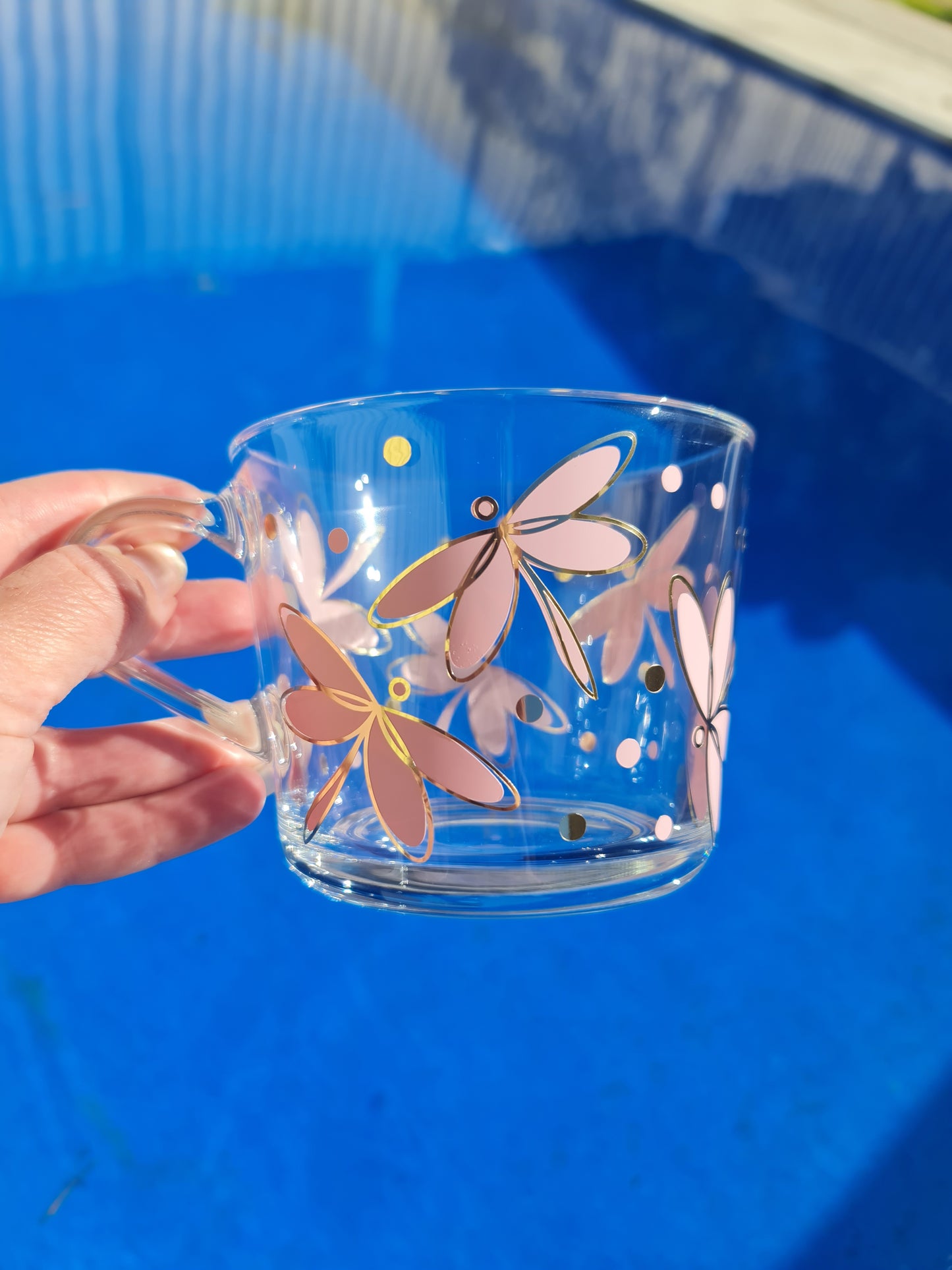 Dragonfly glass mug (pink)