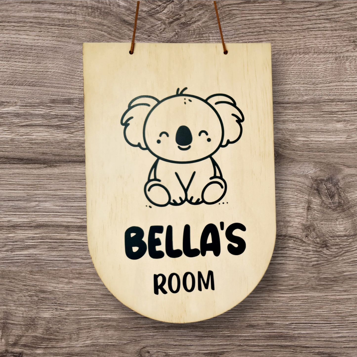 Wooden name banner "Koala"