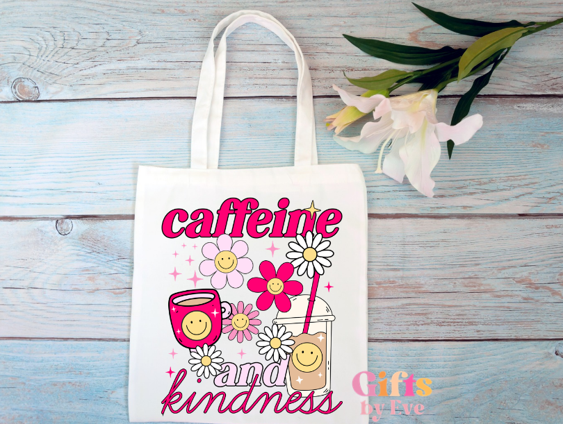 Caffeine & Kindness Cotton Tote Bag