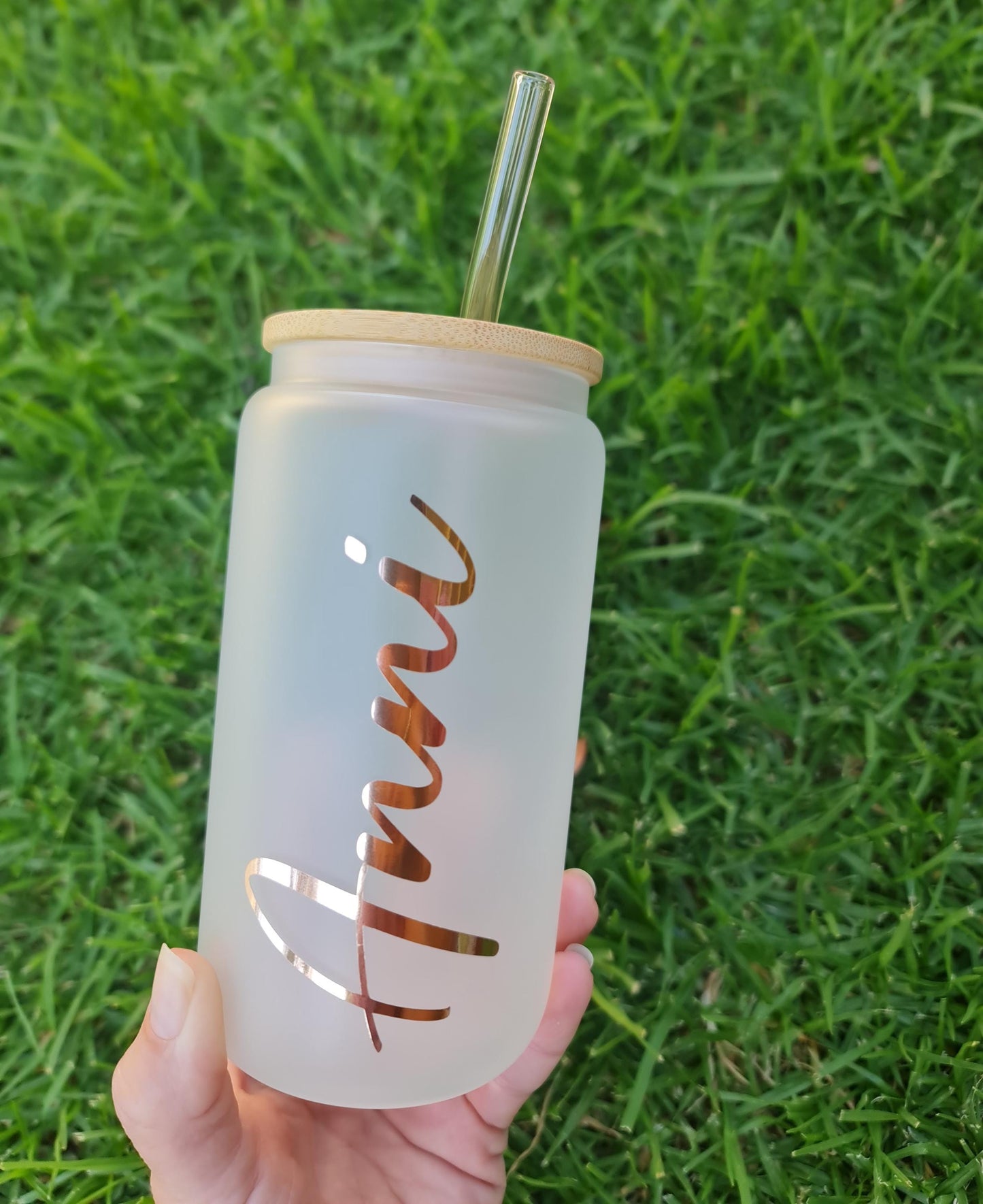 Personalised frosted glass cup 16oz, libbey style glass cup, Name cup, Bridal party cups, Bride and groom drinkware