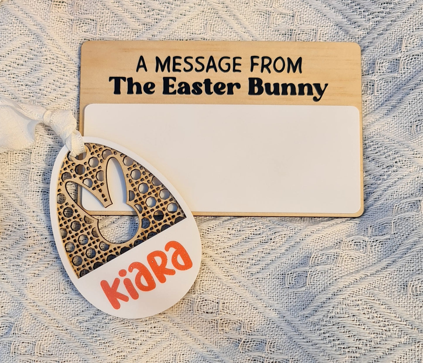 Personalised rattan Easter egg gift tag