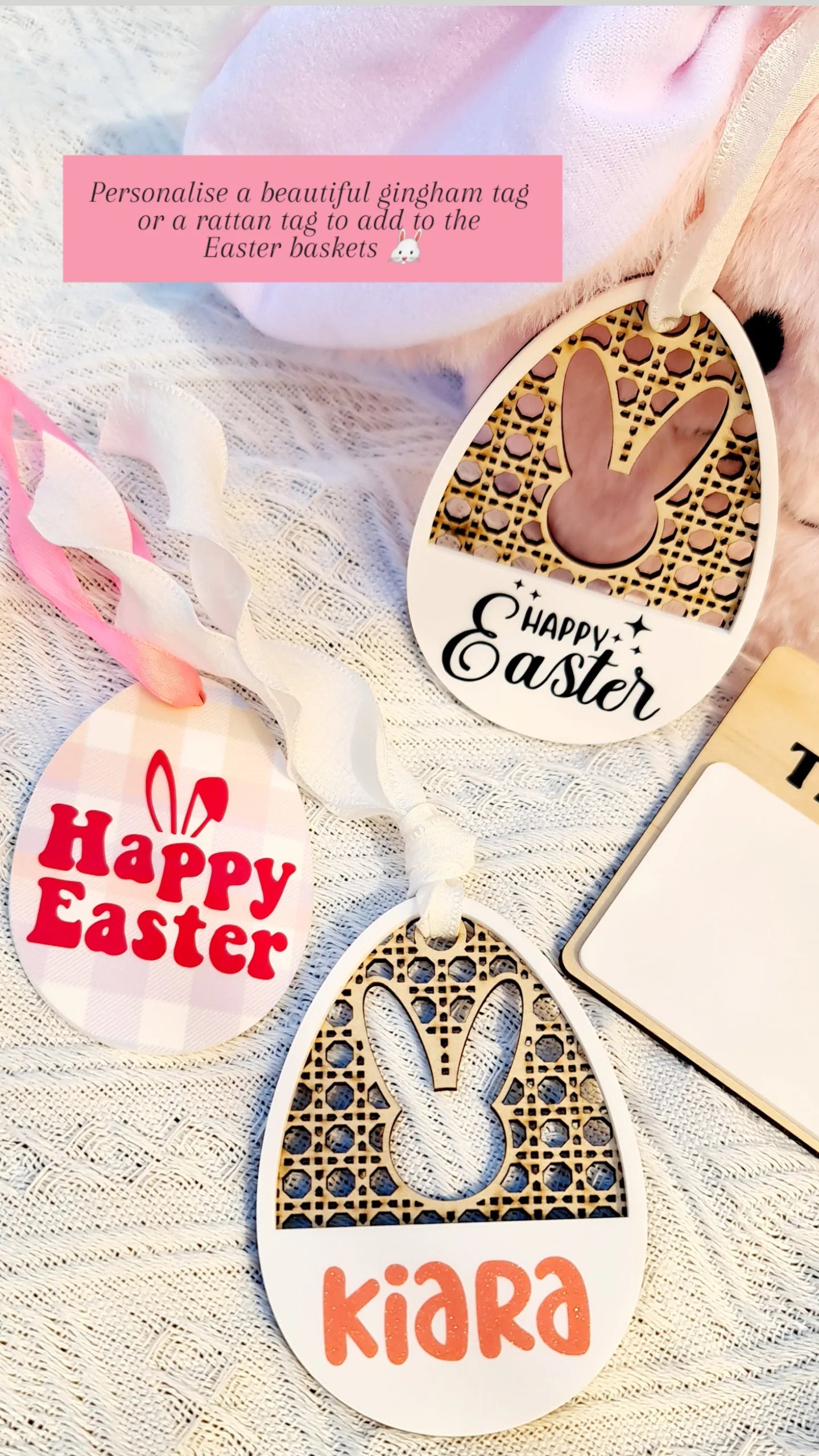 Personalised rattan Easter egg gift tag