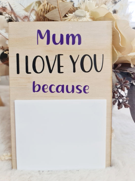 "Mum, I love you" plaque