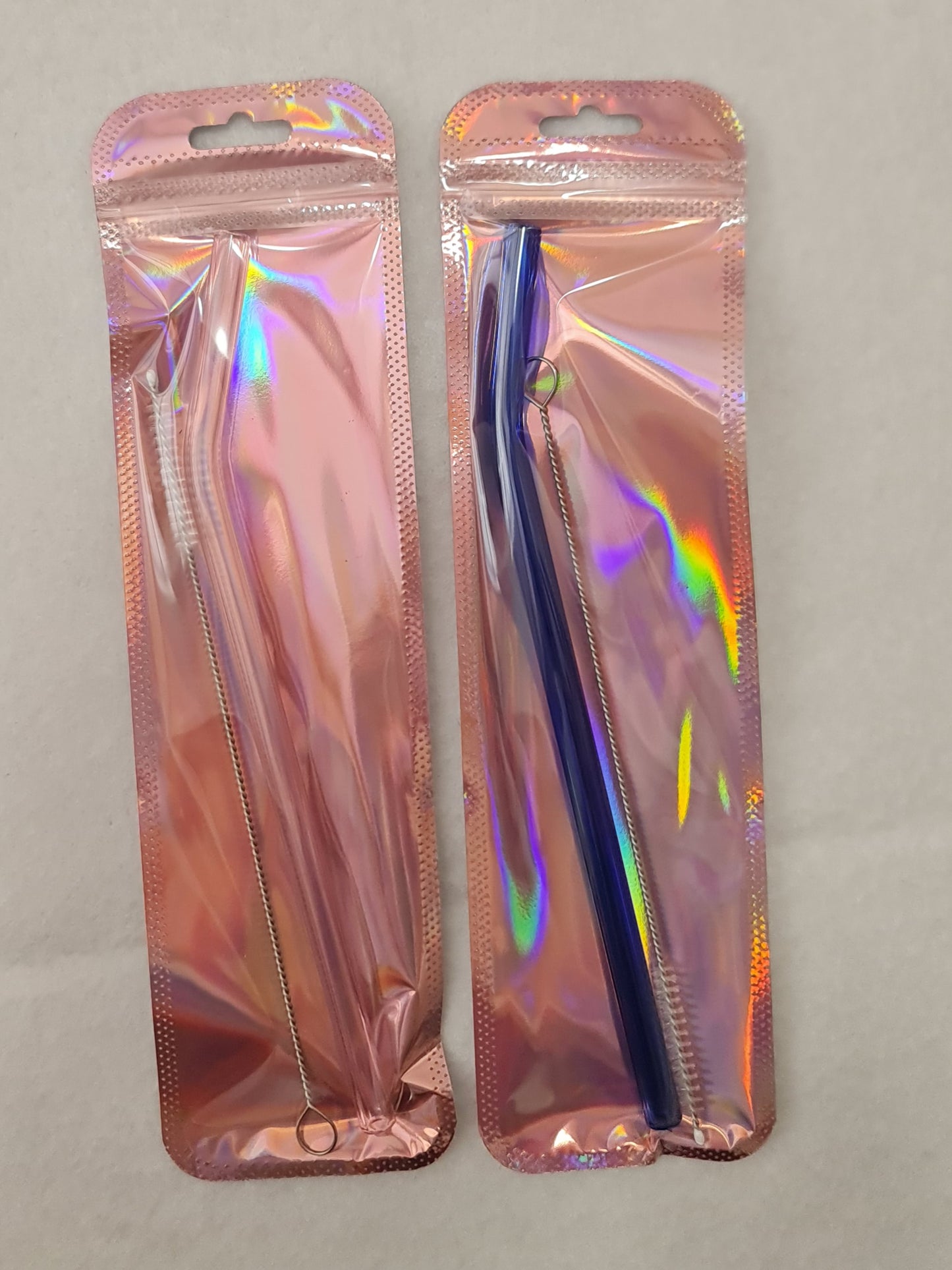 Coloured glass straw and brush set