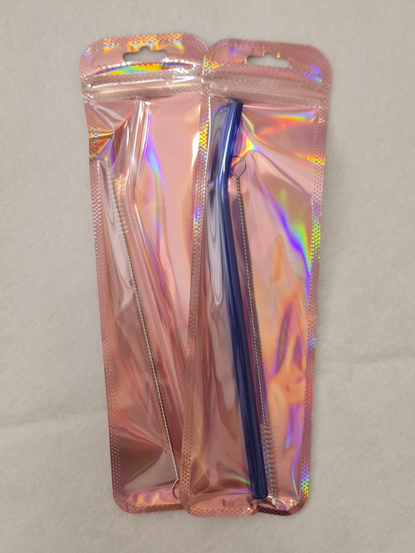 Coloured glass straw and brush set