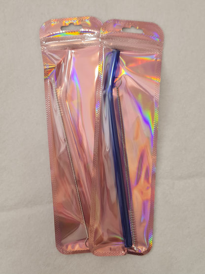 Coloured glass straw and brush set