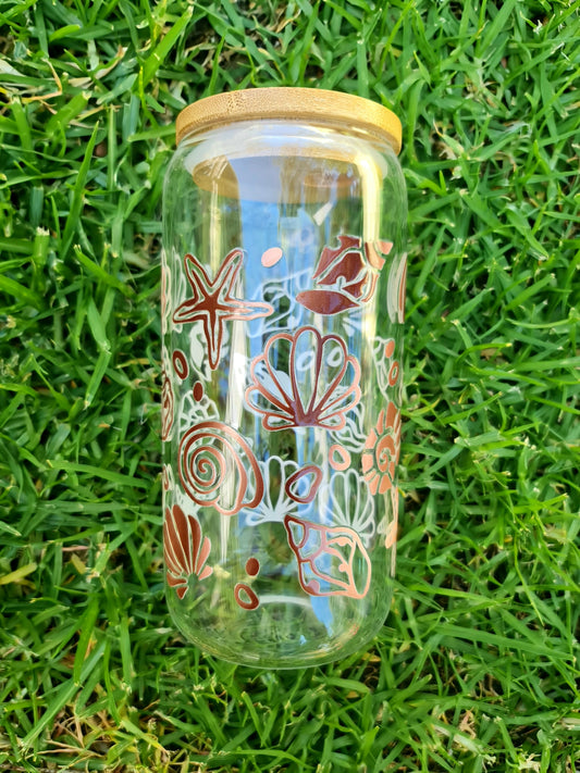 Seashells glass cup