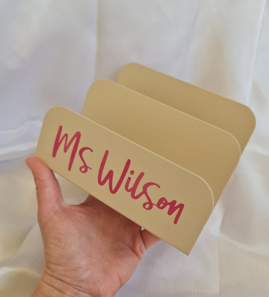 Personalised Book & File Holder – Custom Desk Organiser, Teacher Gift, Office Storage