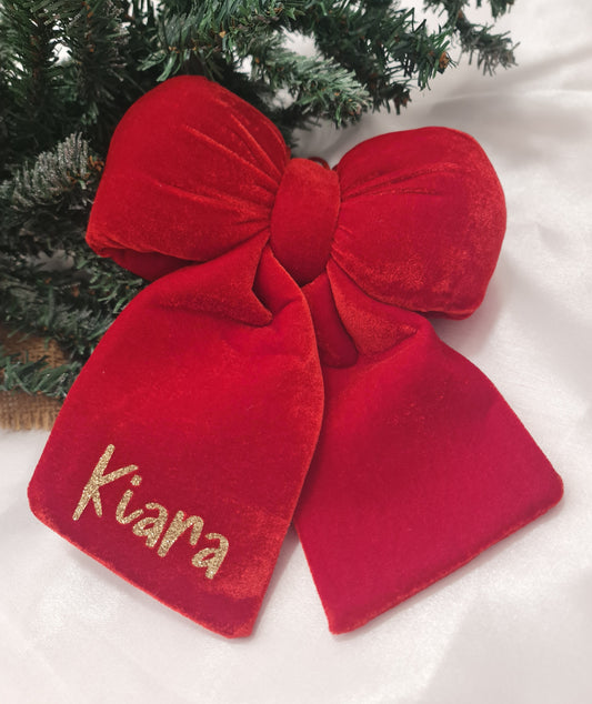 PRE-ORDER Personalised Christmas Bow – Custom Holiday Tree Decoration, Gift Wrapping & Festive Décor