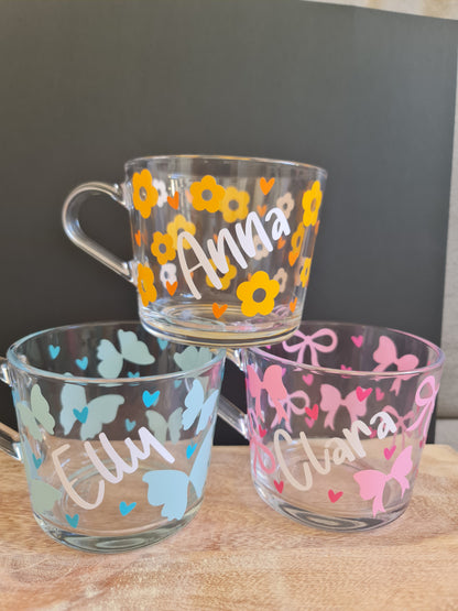 Personalised Flower Glass Mug