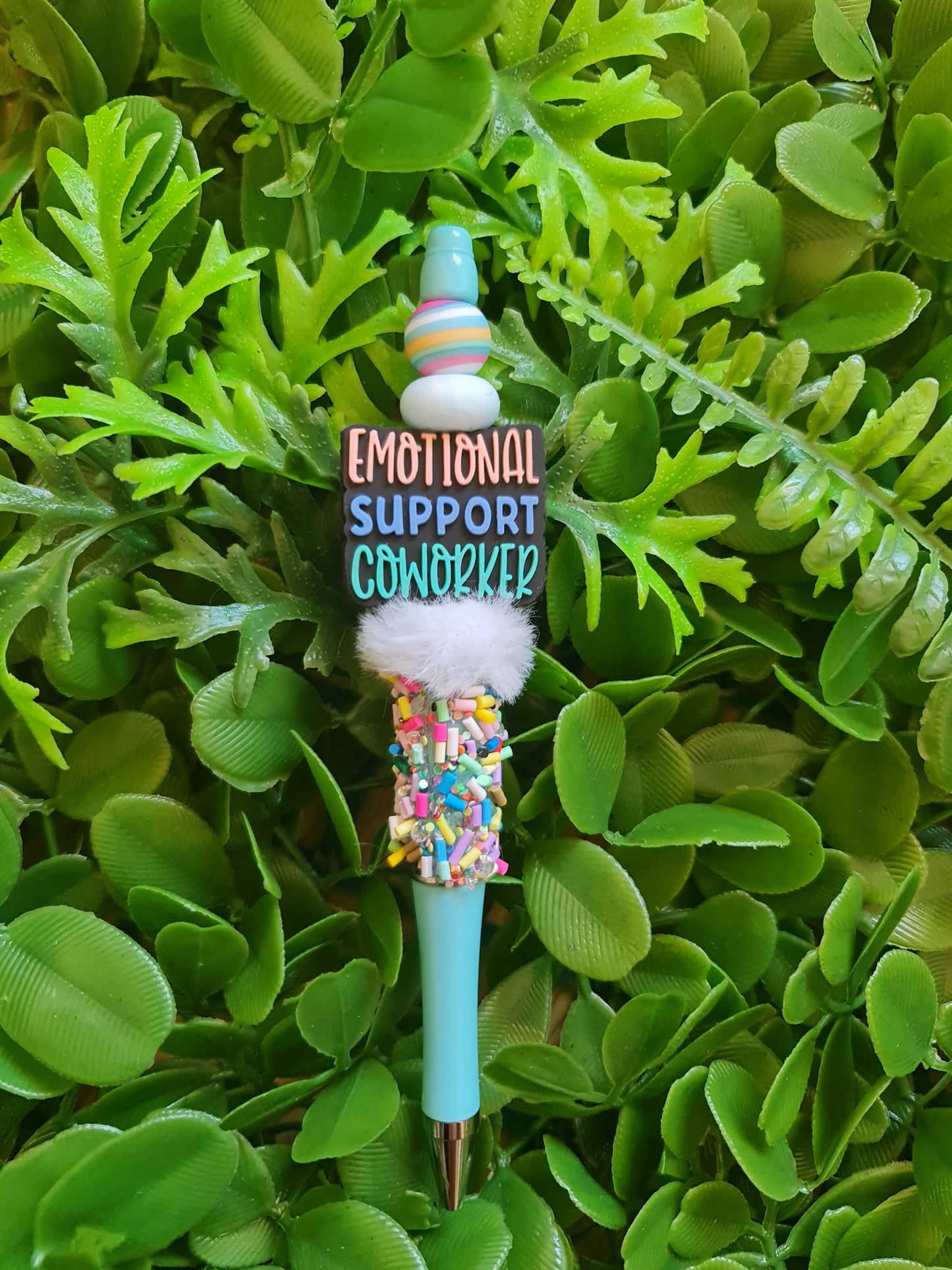 Emotional support co worker silicone beaded pen