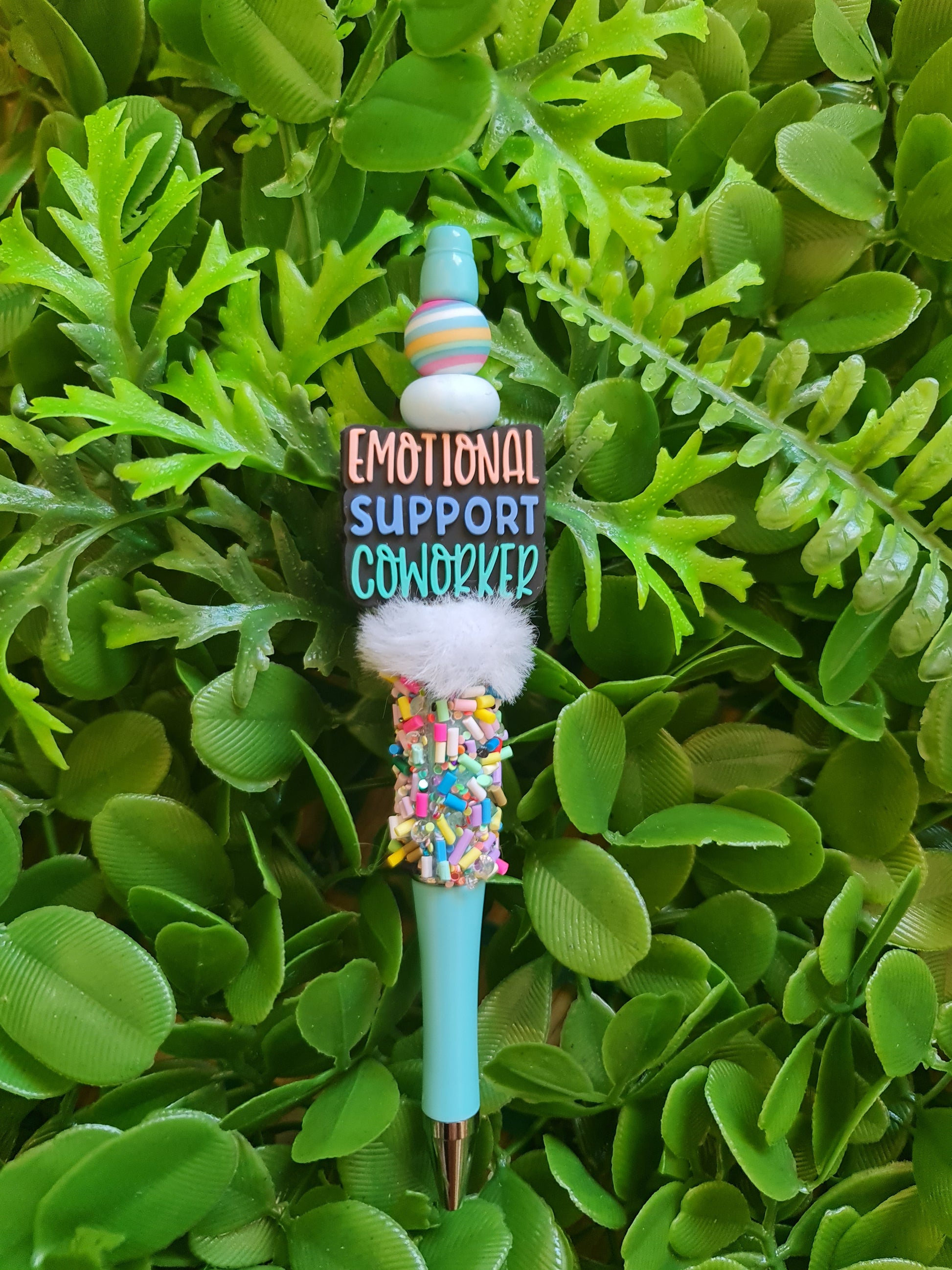 Emotional support co worker silicone beaded pen