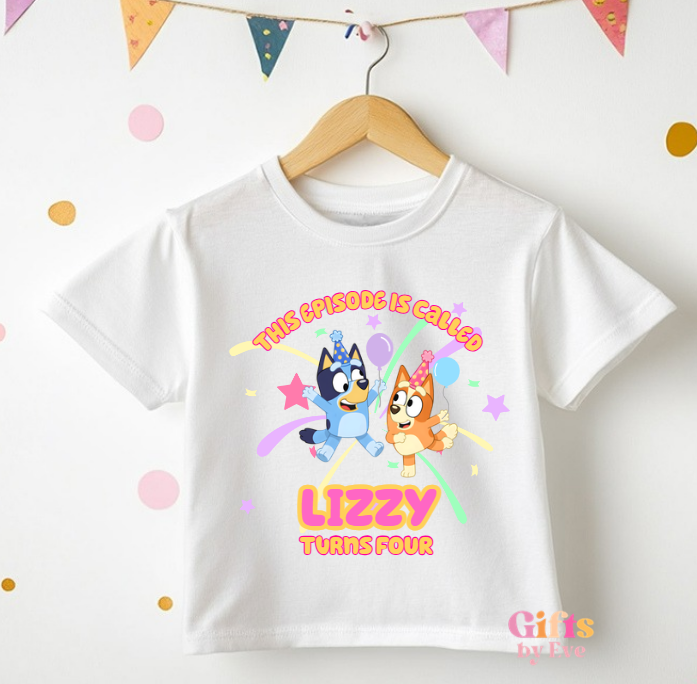 Kids personalised birthday t shirt custom name and age