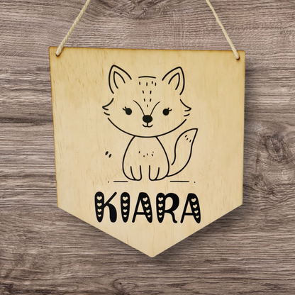 "Fox" kids name plaque