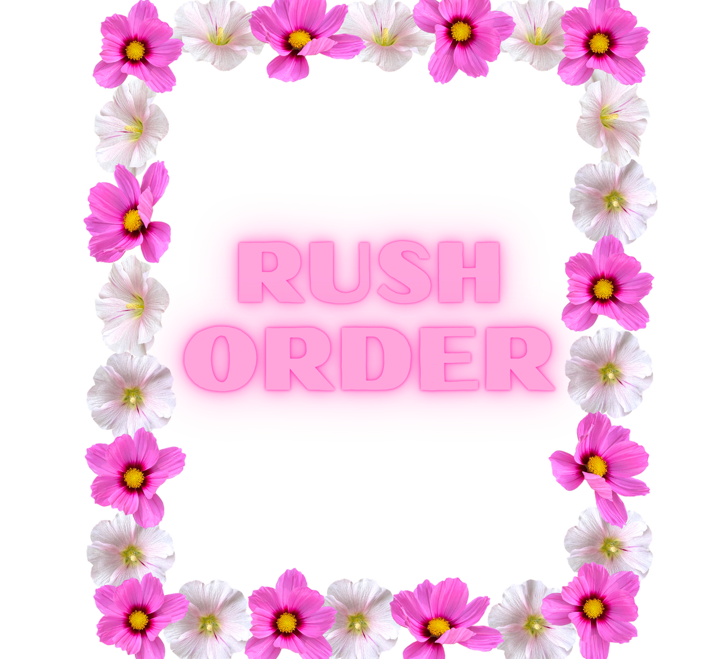 Floral frame with 'Rush Order' text on a white background