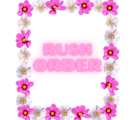 Floral frame with 'Rush Order' text on a white background