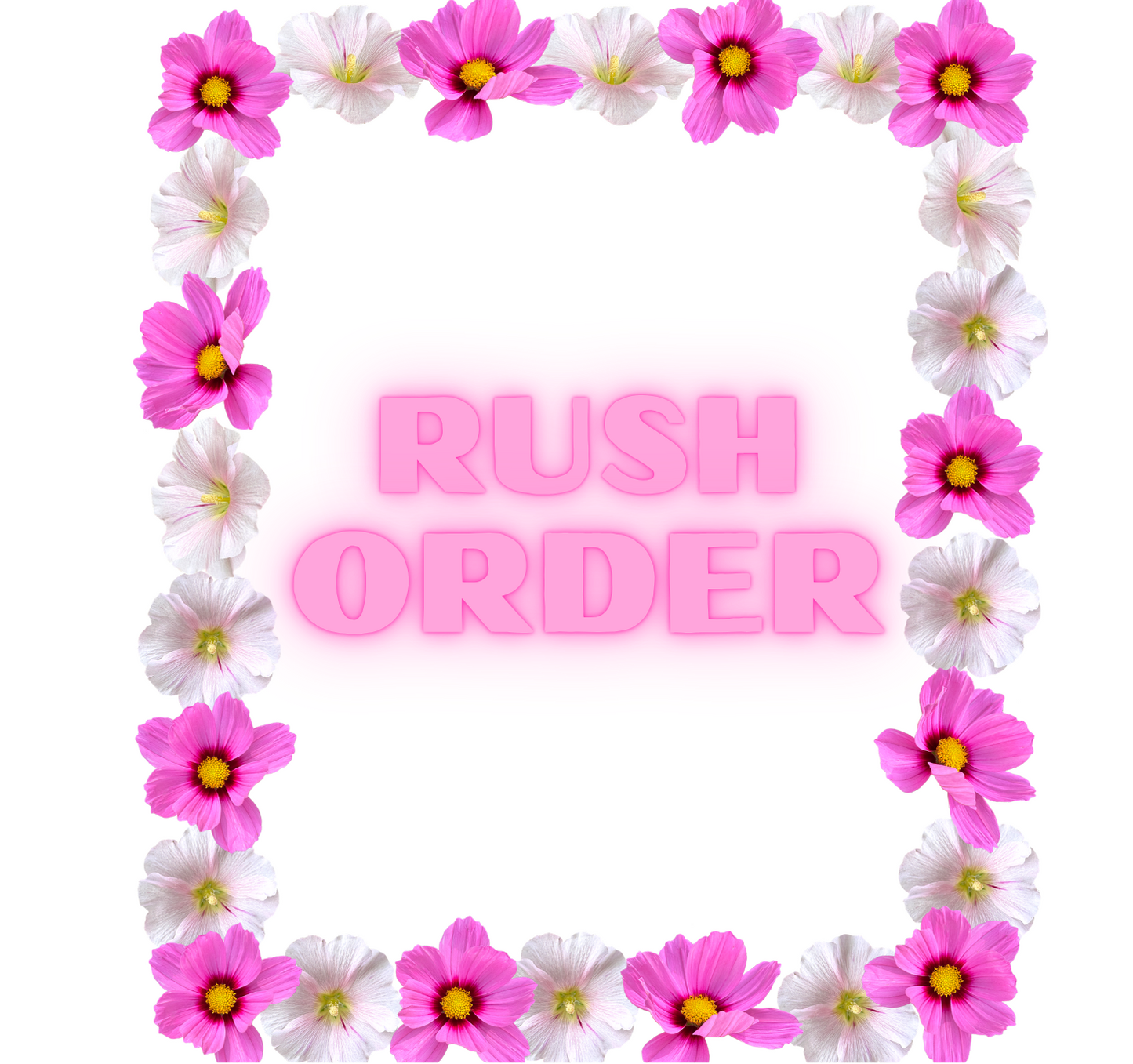 Floral frame with 'Rush Order' text on a white background