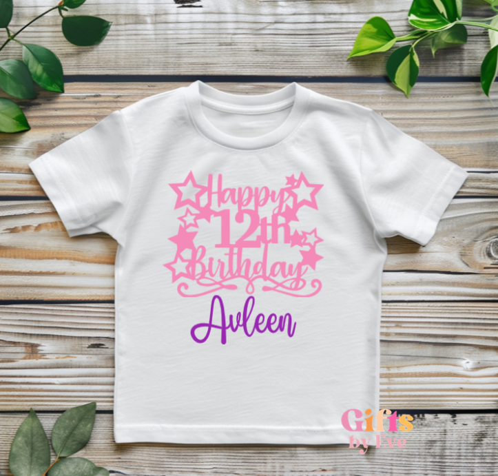 Kids Custom 12th Birthday T-Shirt | Personalised Birthday Tee